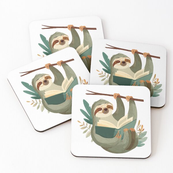 Item preview, Bookworm Sloth – Cute Reading Sloth With Glasses Hanging From Books – Cozy Reader Aesthetic Design designed and sold by MadeByACJ.