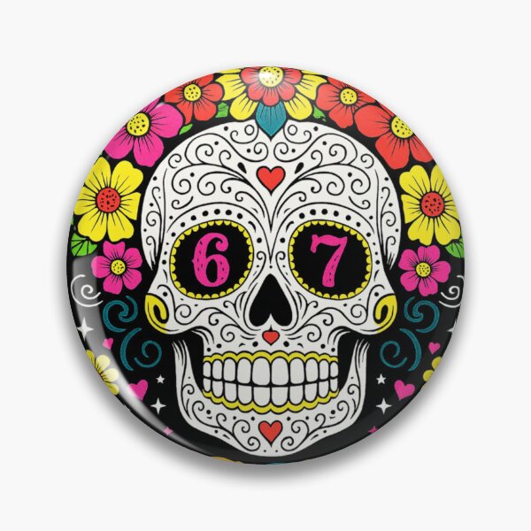 Item preview, Colorful Sugar Skull Seis Siete Day of the Dead Dia De Muertos Art designed and sold by SuziLope.