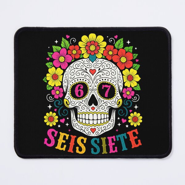 Item preview, Colorful Sugar Skull Seis Siete Day of the Dead Dia De Muertos Art designed and sold by SuziLope.