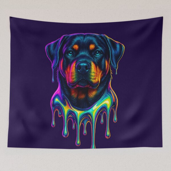 Item preview, Rottweiler Chrome Drip – Y2K Neon Dog Art designed and sold by Savannarojas.