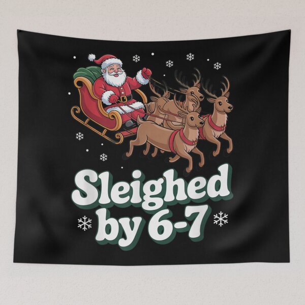 Item preview, Funny Christmas Santa Sleigh Quote, Sleighed by 6-7 Cute Reindeer Design designed and sold by SuziLope.