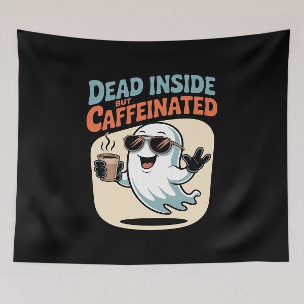 Item preview, Dead Inside But Caffeinated Funny Ghost Coffee designed and sold by ticlitule.