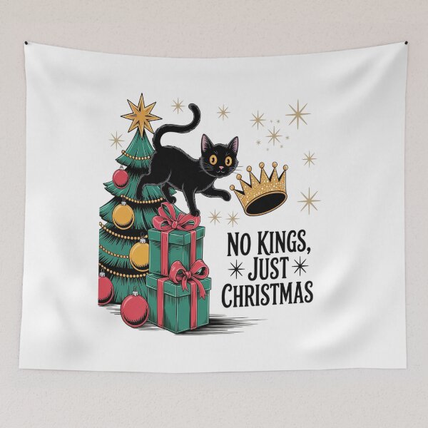 Item preview, No Kings Just Christmas  Funny Black Cat Christmas designed and sold by VladoZork.