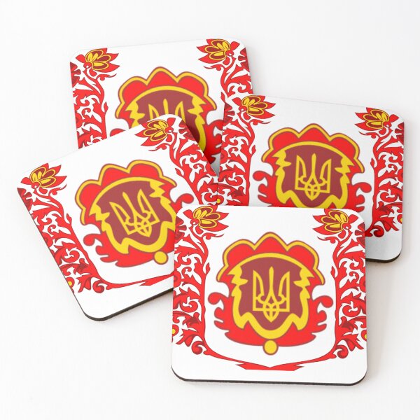 Item preview, Ukraine National Emblem Red | Ornate Tryzub Flower Shield Art designed and sold by Based History.