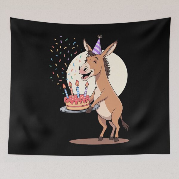 Item preview, B-Day Donkey with Cake for Donkeys and Birthday designed and sold by brynatshop.