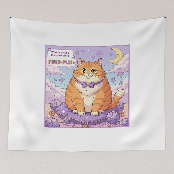 Item preview, "What is a cat's favorite color?" Orange Cat Funny Design designed and sold by ANIMEX00.