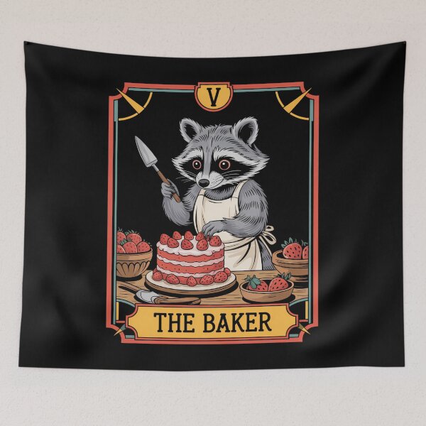Item preview, Baker Baking Lovers Racoon making Cake Tarot Card designed and sold by Zephyr6Dragon.