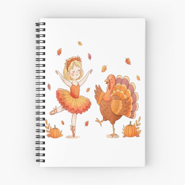Item preview, Adorable Thanksgiving Turkey Ballerina Dance, Autumn Leaves Cute Watercolor Art designed and sold by Serene woods.