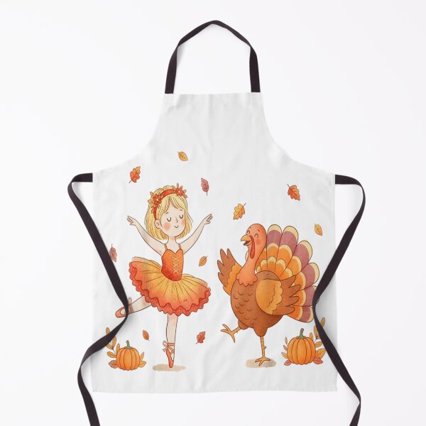 Item preview, Adorable Thanksgiving Turkey Ballerina Dance, Autumn Leaves Cute Watercolor Art designed and sold by Serene woods.