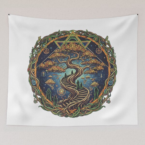 Item preview, Mystical Tree of Life, Trippy Psychedelic Stairway to Heaven Art Nouveau Design designed and sold by Serene woods.