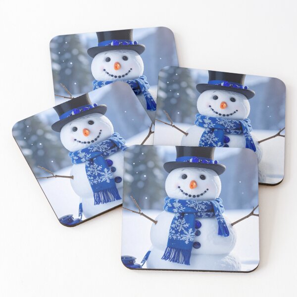 Item preview, Lapis Lazuli & Sapphire Snowman with Blue Snowflake Scarf designed and sold by PEACELOVERSART.