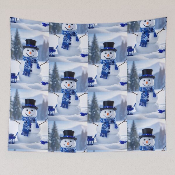 Item preview, Lapis Lazuli & Sapphire Snowman with Blue Snowflake Scarf designed and sold by PEACELOVERSART.