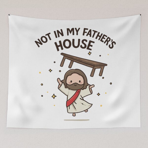 Item preview, Cute Pocket Chibi Jesus Christ Table Flip – Funny Christian Verses & Memes designed and sold by Blood Washed Apparel.
