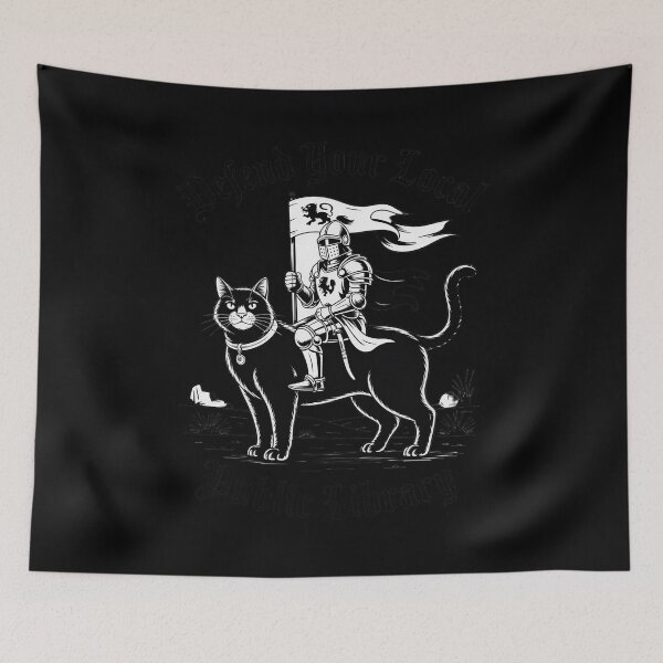 Item preview, Defend Your Local Public Library Knight Cat designed and sold by BiellaSar.