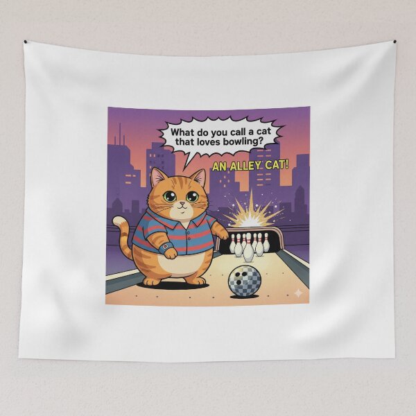 Item preview, "What do you call a cat that loves bowling?" Orange Cat Funny Design designed and sold by ANIMEX00.
