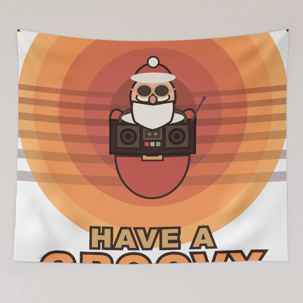 Item preview, Have a Groovy Christmas | Funky Santa with Boombox | Retro Holiday Art | Perfect for T-Shirts & Stickers | Gift for Music Lovers & 70s Fans designed and sold by Taanva.