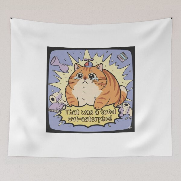 Item preview, "That was a total cat-astrophe!" Orange Cat Funny Design designed and sold by ANIMEX00.