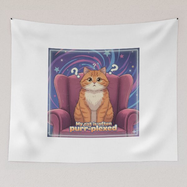 Item preview, "My cat is often purr-plexed" Orange Cat Funny Design designed and sold by ANIMEX00.