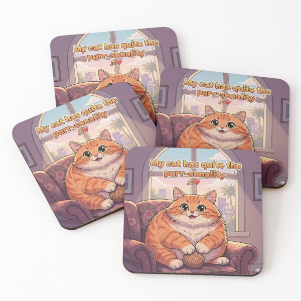 Item preview, "My cat has quite the purr-sonality" Orange Cat Funny Design designed and sold by ANIMEX00.
