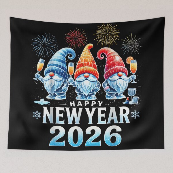 Item preview, Happy New Year 2026 Gnomes, Festive Celebration Fireworks Winter Holiday Art designed and sold by BancaJone.