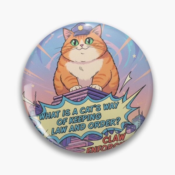 Item preview, "What is a cat's way of keeping law and order?" Orange Cat Funny Design designed and sold by ANIMEX00.