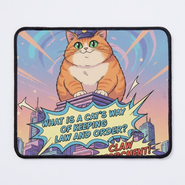 Item preview, "What is a cat's way of keeping law and order?" Orange Cat Funny Design designed and sold by ANIMEX00.