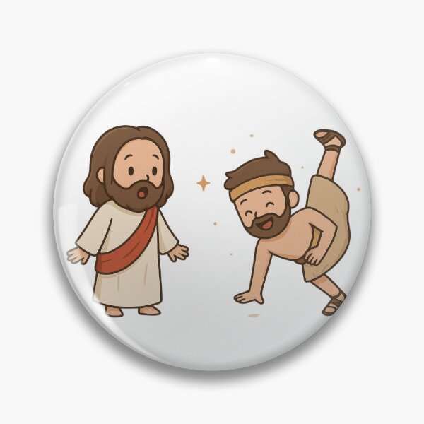 Item preview, Chibi Jesus Christ and David Dancing before the Lord | Bible Christian Memes designed and sold by Blood Washed Apparel.