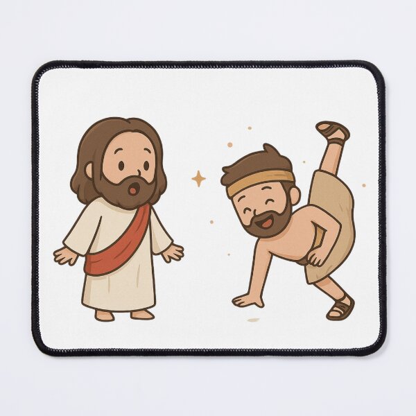 Item preview, Chibi Jesus Christ and David Dancing before the Lord | Bible Christian Memes designed and sold by Blood Washed Apparel.