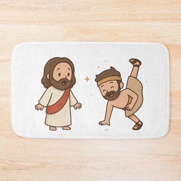 Item preview, Chibi Jesus Christ and David Dancing before the Lord | Bible Christian Memes designed and sold by Blood Washed Apparel.