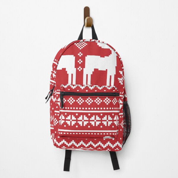 Item preview, Red Nordic Pixel Reindeer Pattern – Classic Christmas Sweater Throw Pillow designed and sold by FestivityFinds.