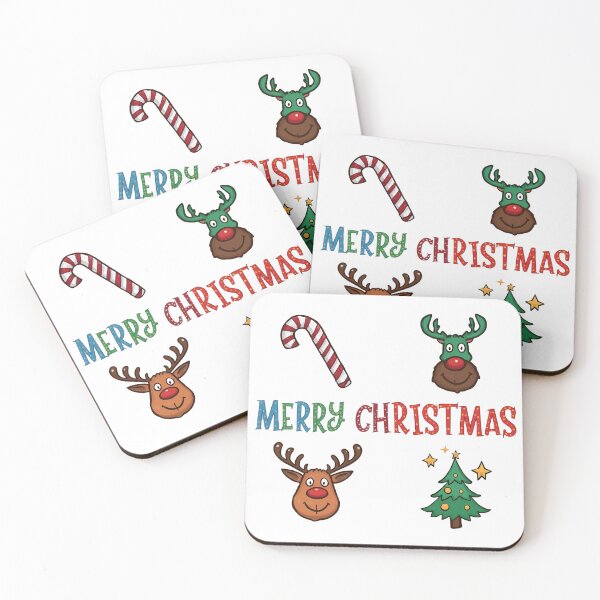 Item preview, Festive Christmas Greeting Illustration With Candy Cane, Rudolph Reindeer, Christmas Tree, And Colorful Merry Christmas Text designed and sold by KanDa-Shop.