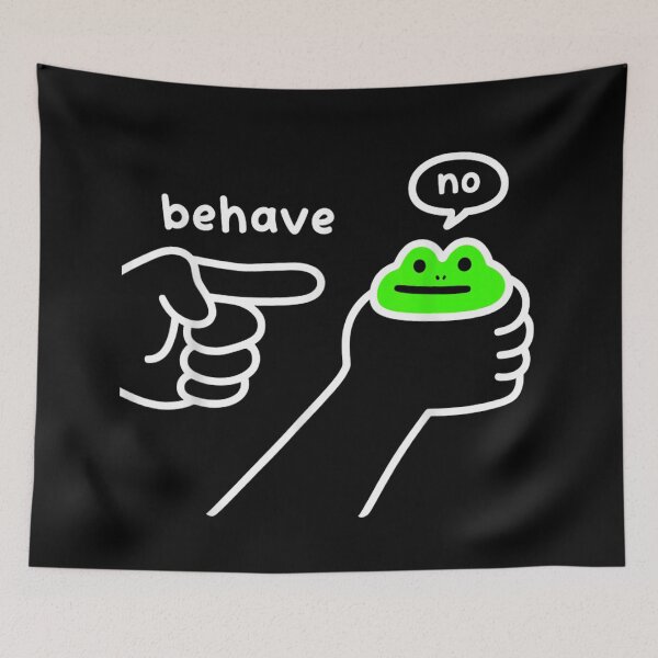 Item preview, Behave Frog No Funny Meme Quote, Sarcastic Hand Pointer Minimalist Art designed and sold by GalenoHenley.