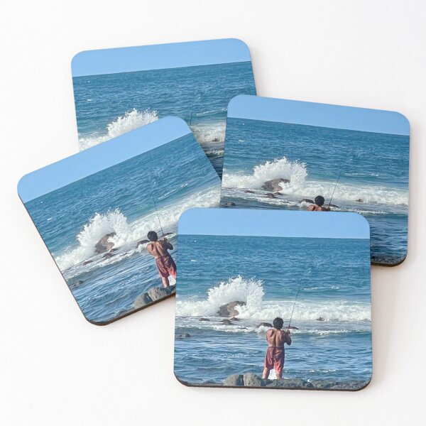 Item preview, Man Fishing by Crashing Ocean Waves designed and sold by TrisaThyme.