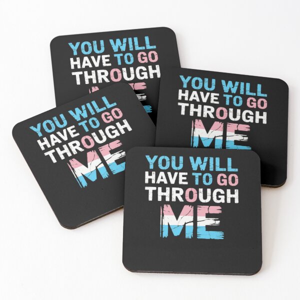 Item preview, You Will Have To Go Through Me Funny LGBTQ Trans Pride Flag 12 designed and sold by HaileyRobel.