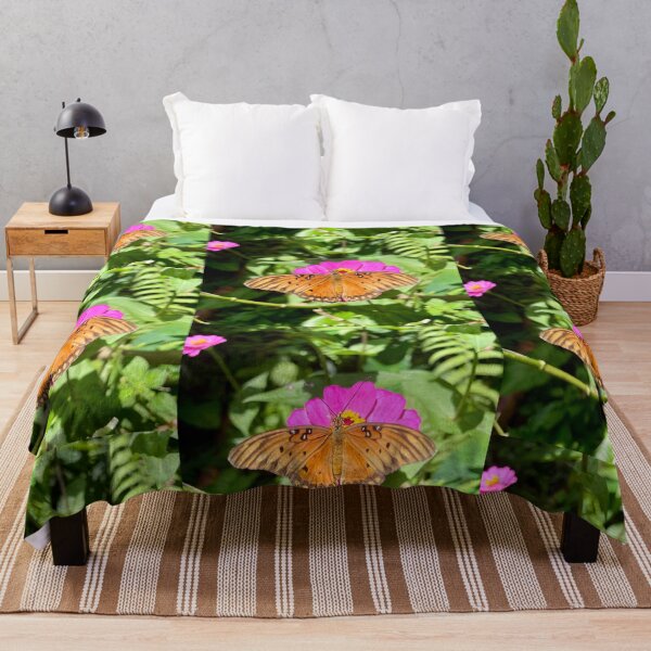 Item preview, Orange Butterfly Resting on Pink Flower designed and sold by TrisaThyme.