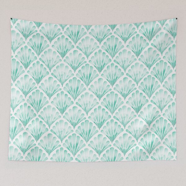 Item preview, Mint Green Clam Shell Coastal Nautical Ocean Pattern designed and sold by KConfetti.