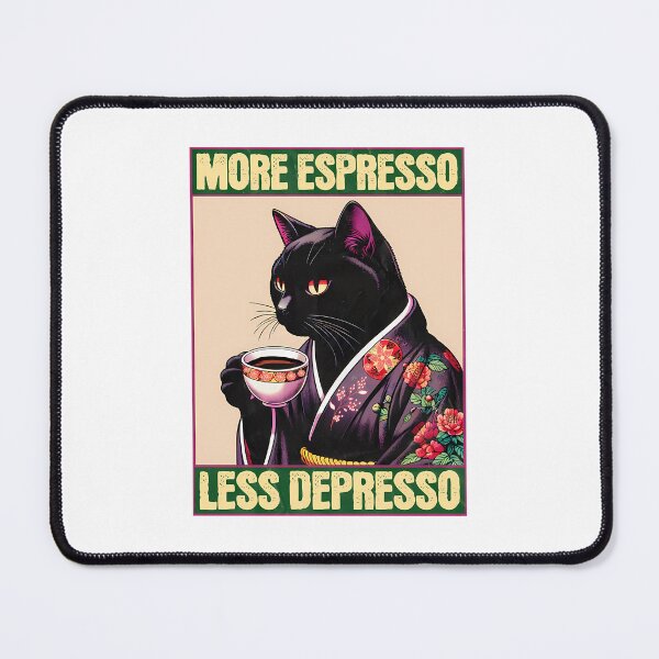 Item preview, More Espresso Less Depresso Meme - Funny Coffee Cat Vintage Poster  designed and sold by KimberlyBrooke.