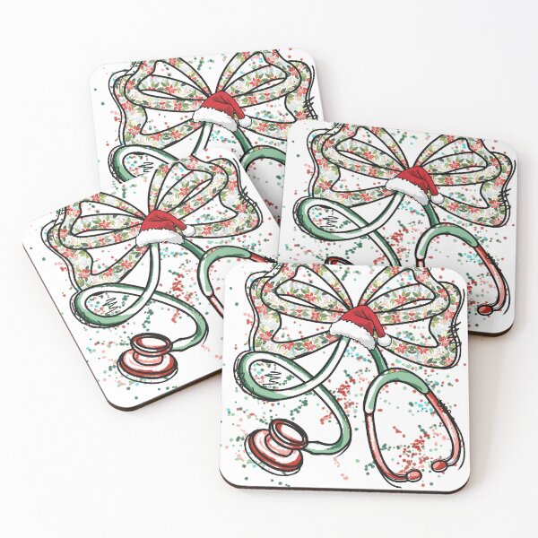 Item preview, Christmas Stethoscope with Santa Hat and Floral Bow Design designed and sold by tcvnguyen.