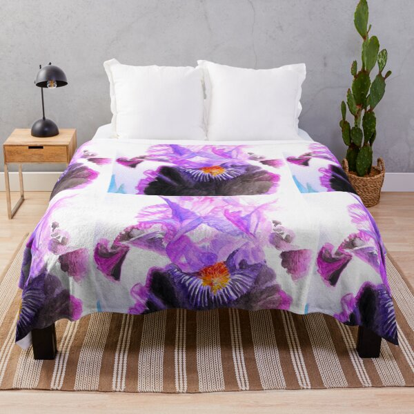 Item preview, Purple and Black Iris Flower Watercolor Painting designed and sold by Sarah  Rajkotwala.