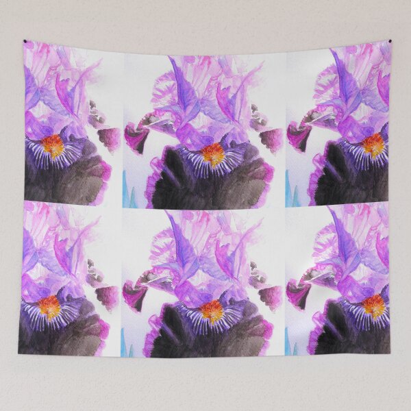 Item preview, Purple and Black Iris Flower Watercolor Painting designed and sold by Sarah  Rajkotwala.