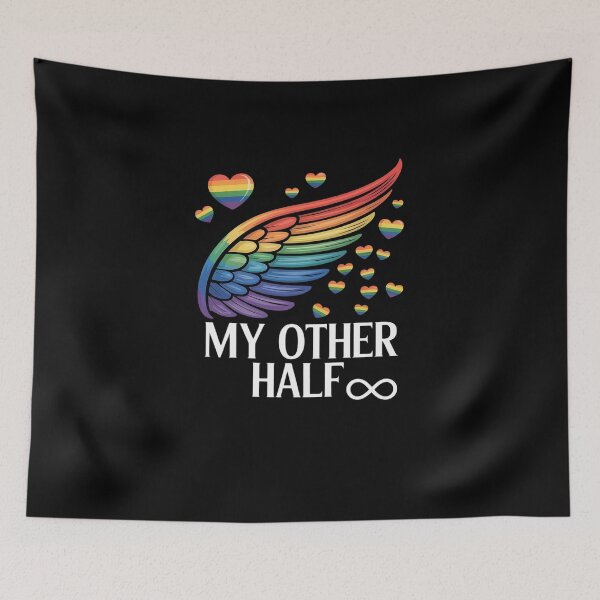 Item preview, My Other Half LGBT Matching Couple Rainbow Wings designed and sold by VasilisLamArt.