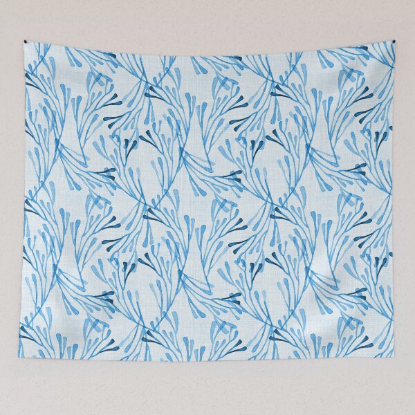 Item preview, Coastal Summer Cornflower Blue Coral Watercolor Linen Texture  designed and sold by KConfetti.