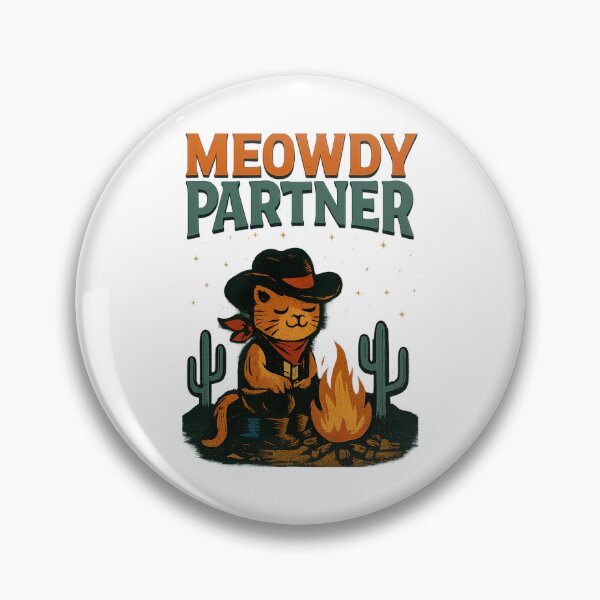 Item preview, Meowdy Partner- Campfire Cowboy Cat — sitting by a fire under a starry desert sky designed and sold by graphic-genie.