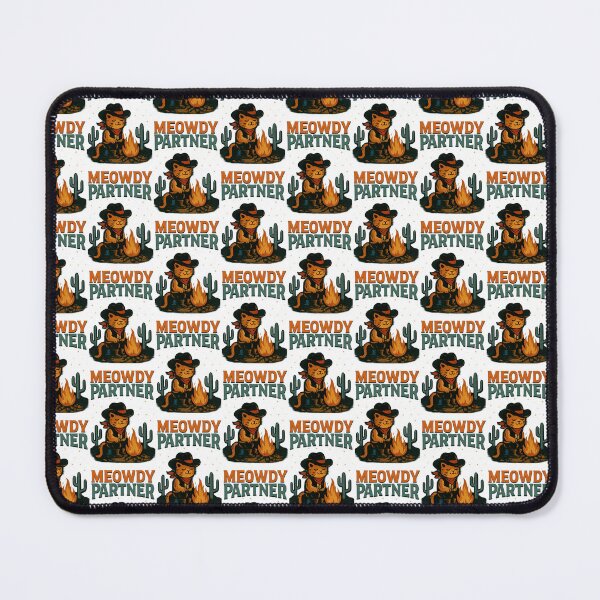 Item preview, Meowdy Partner- Campfire Cowboy Cat — sitting by a fire under a starry desert sky designed and sold by graphic-genie.