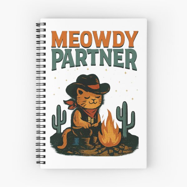 Item preview, Meowdy Partner- Campfire Cowboy Cat — sitting by a fire under a starry desert sky designed and sold by graphic-genie.