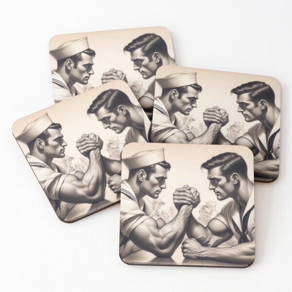 Item preview, Gay Sailors Arm Wrestling Showdown Tom of Finland Tribute Gay Pride Graphic Design designed and sold by ItsAKinkThing.