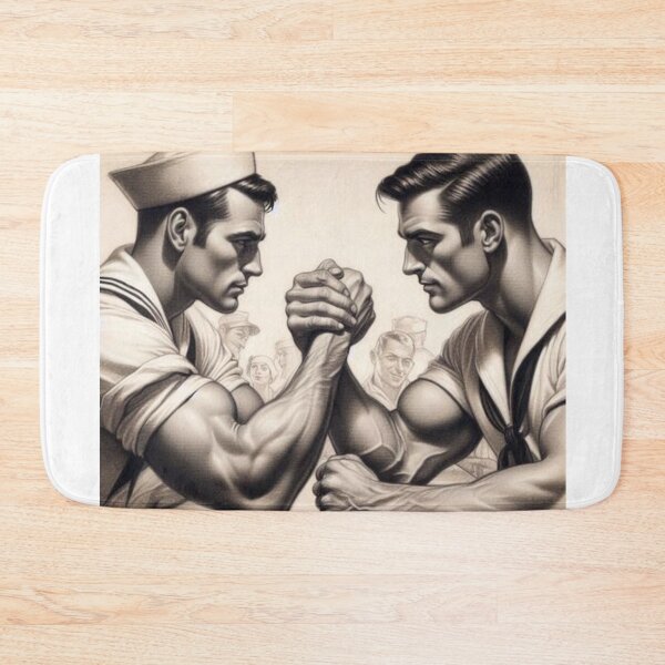 Item preview, Gay Sailors Arm Wrestling Showdown Tom of Finland Tribute Gay Pride Graphic Design designed and sold by ItsAKinkThing.
