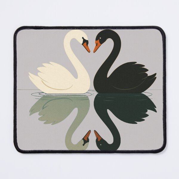 Item preview, Black and White Swans Love Reflection – Minimal Romantic T-Shirt designed and sold by KDesignCrafts.