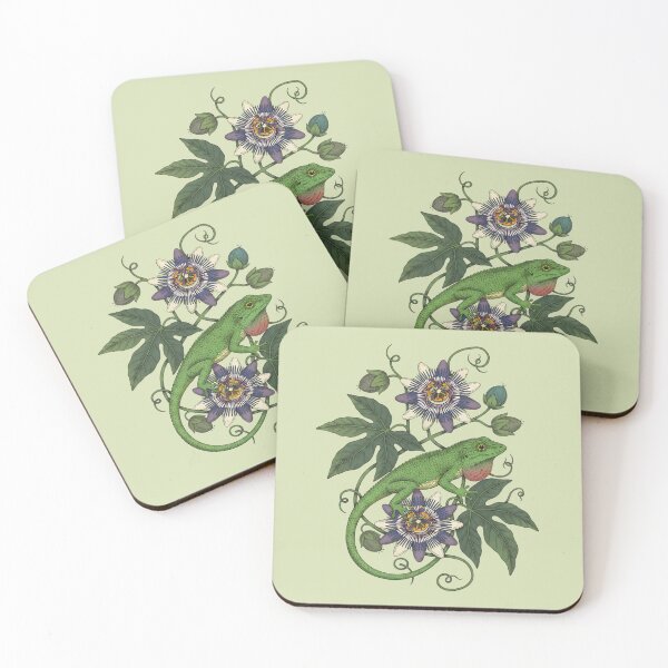 Item preview, Anole Lizard and Passionflower designed and sold by BirdsnStuff.