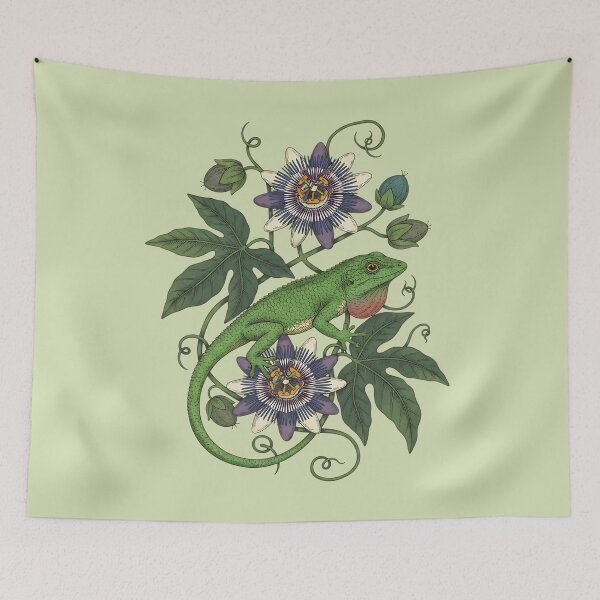 Item preview, Anole Lizard and Passionflower designed and sold by BirdsnStuff.